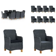 Meble ogrodowe - vidaXL 9-częściowy ogrodowy zestaw jadalniany z poduszkami z ciemnoszarego rattanu - Zestaw mebli ogrodowych - Zestawy mebli ogrodowych - Stół i krzesło ogrodowe - Stoły i krzesła ogrodowe - miniaturka - grafika 1