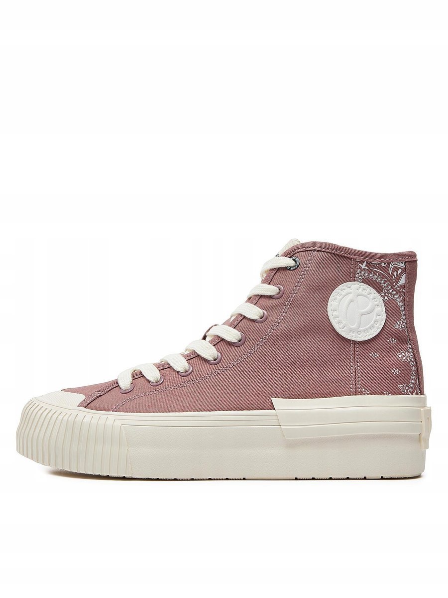 PEPE JEANS RÓŻOWE DAMSKIE TRAMPKI WYSOKIE Z WZOREM BOHO 37 U2A