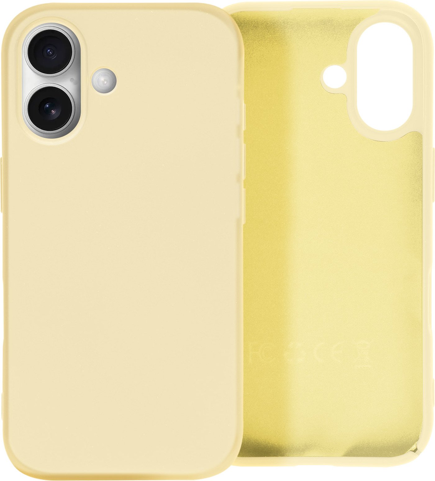 Avizar, półsztywne, miękkie w dotyku silikonowe etui na telefon iPhone 16 Plus, żółte