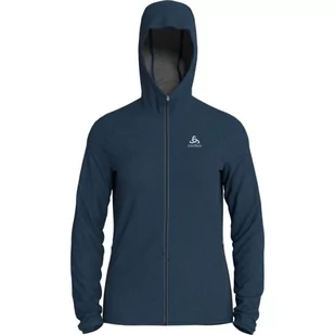 Odlo Damska bluza z kapturem Midlayer Run Easy 365, Blue Wing Turkusowy Melange, L - Bluzy damskie - miniaturka - grafika 1
