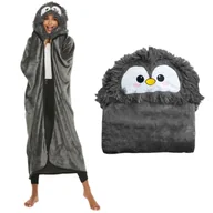 Koce - KOC Z KAPTUREM I RĘKAWAMI CIEPŁY NA PREZENT GRAFITOWY PINGWIN [UB-KB-N-4] - miniaturka - grafika 1