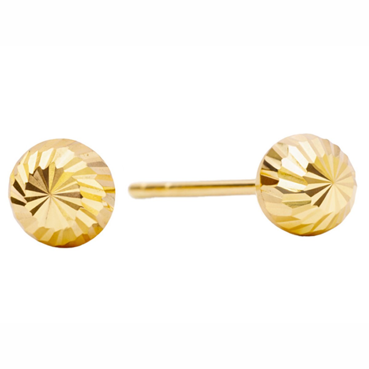 Złote kolczyki 333 frezowane kulki 4mm na sztyfcie wkrętki 0.45g