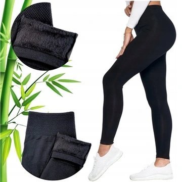 Legginsy OCIEPLANE FUTERKIEM Bambusowe Wysoki Stan ciepłe grube Rozmiar S