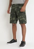 Spodenki męskie - Ciemnozielone Szorty Moro z Szerokimi Kieszeniami Herkett - miniaturka - grafika 1