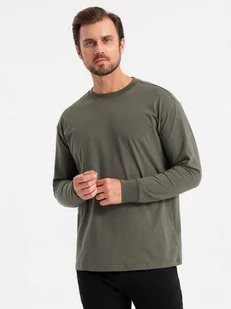 Męski longsleeve szarozielony bawełniany Ombre OM-LSBC-0129 V3 rozmiar XXL - Koszulki męskie - miniaturka - grafika 1