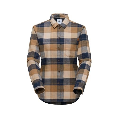 Mammut Damska koszulka z długim rękawem, XL, niebieska, w kratkę, z długim rękawem, z bawełny organicznej, morska sawanna, XL