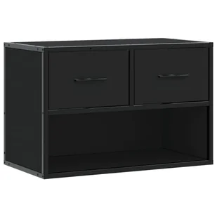 vidaXL Szafka pod TV czarna 60x31x39,5 cm materiał drewnopochodny i metal - Szafki RTV - miniaturka - grafika 1