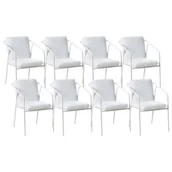 Fotele i krzesła ogrodowe - BELIANI Zestaw 8 krzeseł ogrodowych z poduszkami ASCIANO Metal Biały - miniaturka - grafika 1