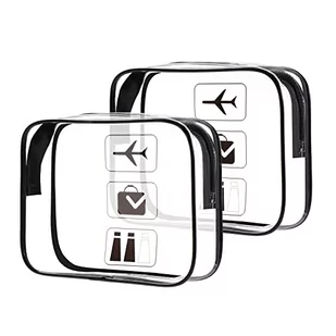 Oderra 2 torby na przybory toaletowe przezroczyste - PVC wodoodporny kosmetyczka dla kobiet przezroczyste etui podróżne do transportu płynów, etui na płyny dla kobiet i mężczyzn - Etui na dokumenty i karty - miniaturka - grafika 1