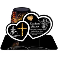 Lampiony i znicze - ZNICZ SOLARNY LED WIECZNY PODSTAWKA NA CMENTARZ GRÓB Serce EFEKT PŁOMIENIA DLA MAMY - miniaturka - grafika 1