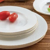 Serwisy obiadowe - Serwis obiadowy porcelanowy Komplet talerzy na 6 osób BARI GOLD - miniaturka - grafika 1