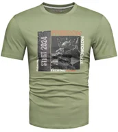 Koszulki męskie - T-shirt męski bawełniany z nadrukiem zielony Recea - miniaturka - grafika 1