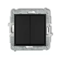 Kostki, złączki, wtyczki - Karlik Mechanizm łącznika schodowego Mini 12MWP-33.1 podtynkowy podwójny bez piktogramu czarny - miniaturka - grafika 1