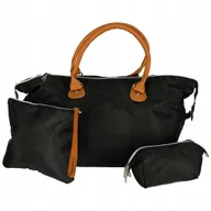 Torby podróżne - Torba podróżna wielofunkcyjna do wózka dla mamy zestaw czarna - miniaturka - grafika 1