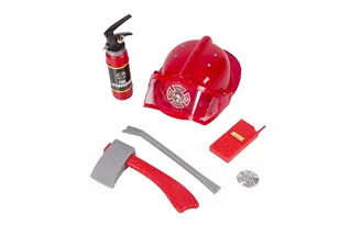 ICOM POLAND ZESTAW STRAŻAKA KASK GAŚNICA NA WODĘ ŁOM TOPÓR 6el. CD020309 - Zabawy w naśladowanie dorosłych - miniaturka - grafika 2