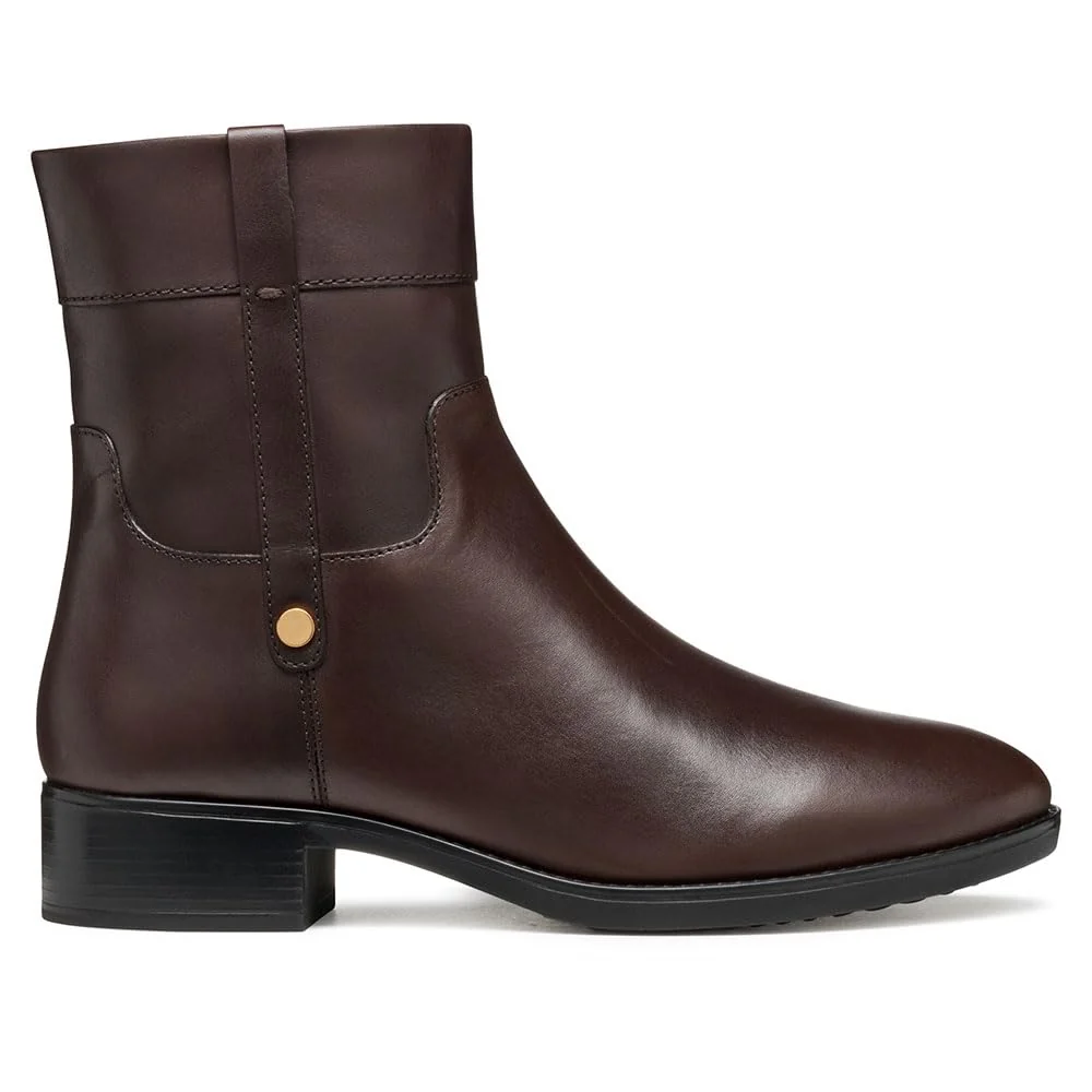 Geox Damskie buty D Felicity Ankle Boot, Dark Brown, 38 EU, ciemnobrązowy, 38 EU