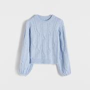 Swetry damskie - Reserved - Sweter z bufiastymi rękawami - Niebieski - miniaturka - grafika 1