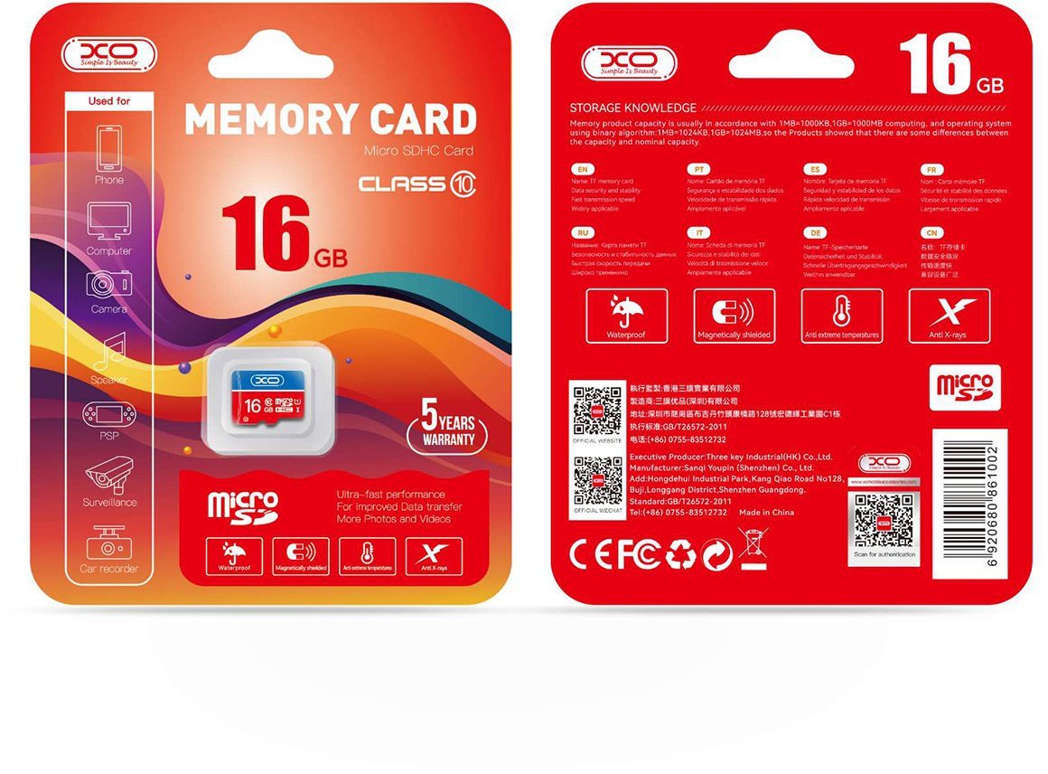 Karta PNY XO karta pamięci 16GB microSDHC kl. 10 GSM192630