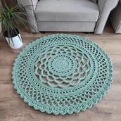 Dywany - Dywan okrągły szydełkowy ze sznurka bawełnianego 110cm - miniaturka - grafika 1