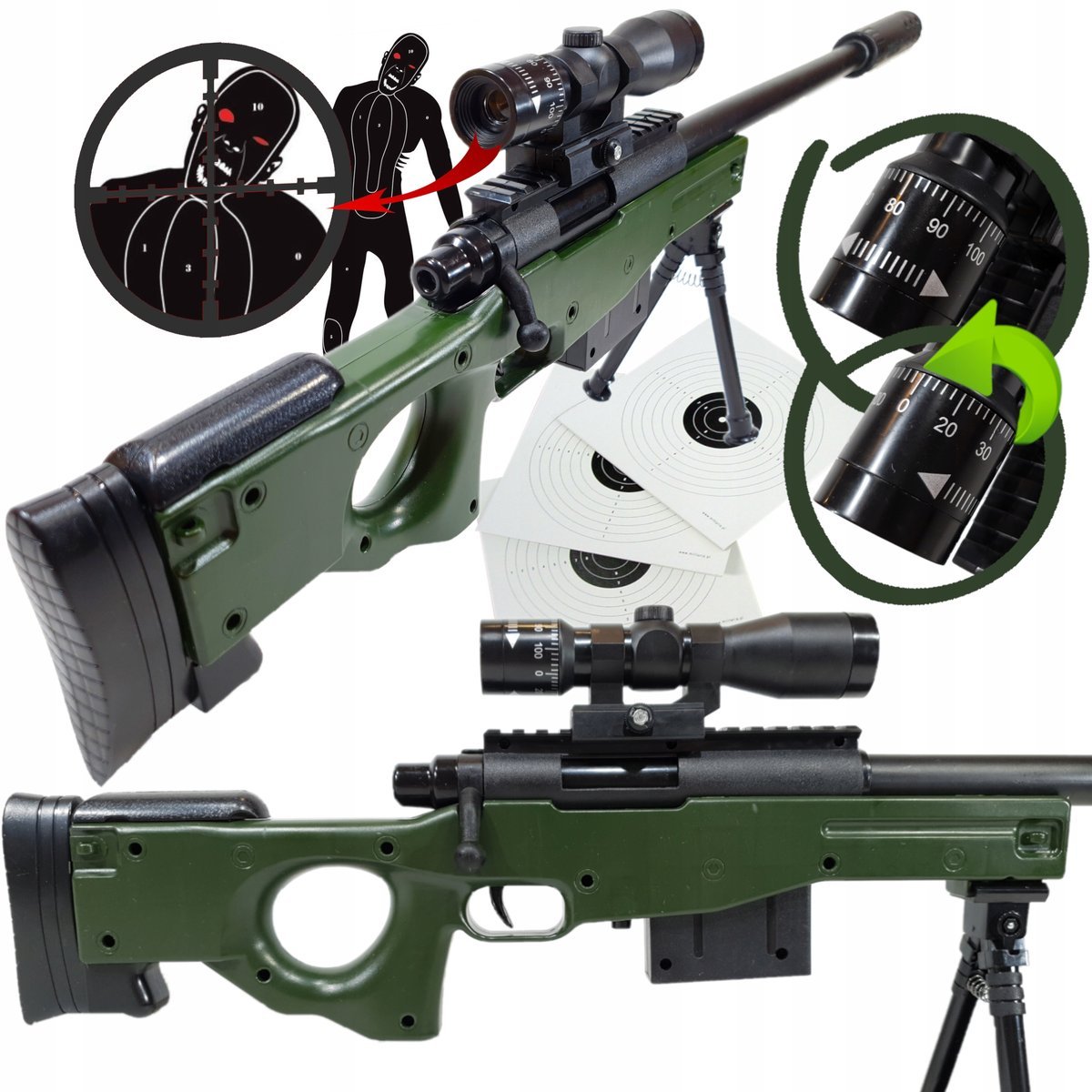 Awp Karabin Snajperka na Kulki Air Soft Gun Luneta