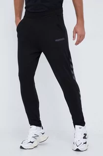 Spodnie męskie - Hummel spodnie dresowe bawełniane kolor czarny z nadrukiem - grafika 1