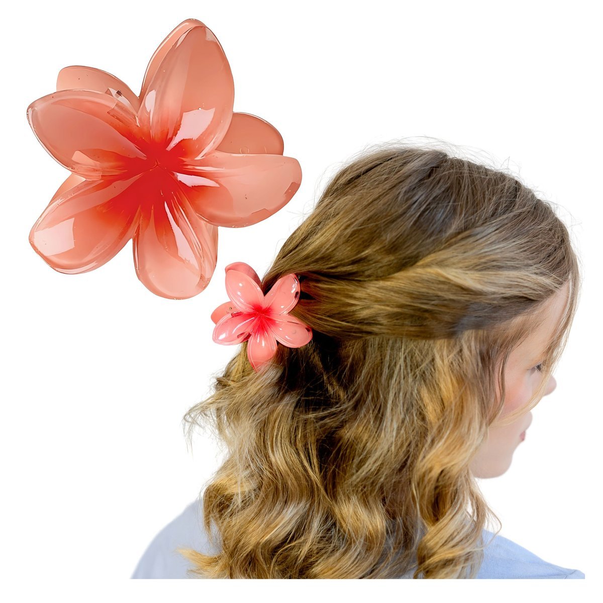 Klamra do Włosów Czerwona Duża Kwiat Plumerii Hawajska Lekka i Wytrzymała