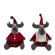 Ozdoby bożonarodzeniowe - Figurka tekstylna Renifer siedzący 35 cm mix - miniaturka - grafika 1