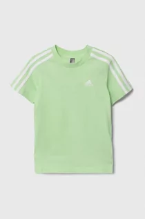 Koszulki dla chłopców - adidas t-shirt bawełniany dziecięcy kolor zielony z aplikacją - grafika 1