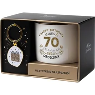 Kubki - Zestaw prezentowy na 70 urodziny biało-złoty - kubek - miniaturka - grafika 1