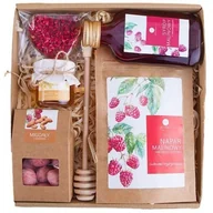 Zestawy upominkowe - KOSZ PREZENTOWY BOX PREZENT malinowy syrop napar miód MALINA ZDROWY - miniaturka - grafika 1