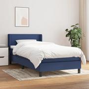 Łóżka - Łóżko kontynentalne z materacem, niebieskie, tkanina, 90x200 cm Lumarko - miniaturka - grafika 1