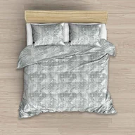 Pościel - Pościel flanelowa 220 x 200 cm Smukee Home, szare liście - miniaturka - grafika 1