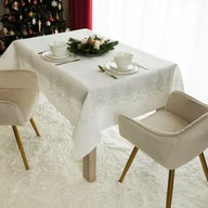 Obrusy i serwetki - Biały obrus świąteczny 140x260 cm, ze srebrnym zdobieniem, Świąteczny blask - miniaturka - grafika 1