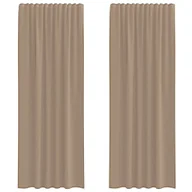 Zasłony - vidaXL Zasłony woalowe z kieszeniami na drążek 2 szt. Jasnobrązowe - miniaturka - grafika 1
