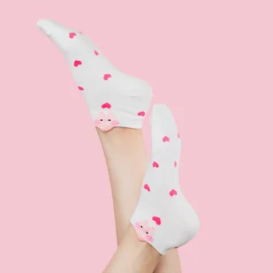 Śmieszne Skarpetki - Skarpetki W Świnki - Skarpetki W Serduszka - Skarpetki damskie - miniaturka - grafika 1