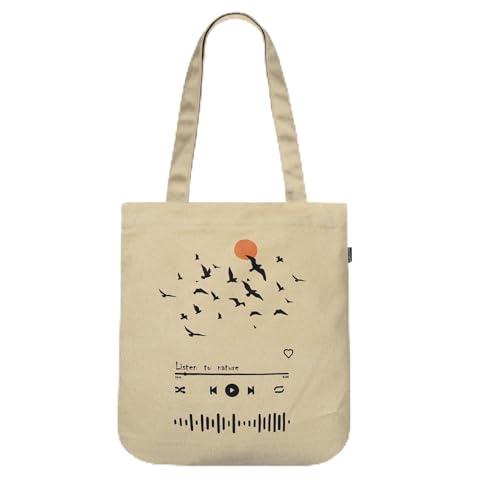 Ecoright Estetyczna torba na ramię, wysokiej jakości torba na ramię dla kobiet, 100% bawełna organiczna, torba na ramię, z zamkiem błyskawicznym, na podróż, na uczelnię, prezenty i do codziennego