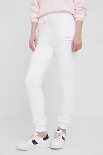 Spodnie damskie - Armani Exchange spodnie dresowe 3LYP94.YJE5Z damskie kolor biały gładkie - grafika 1