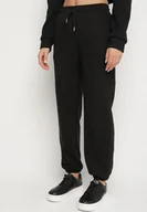 Spodnie sportowe damskie - Czarne Bawełniane Spodnie Dresowe ze Sznurkiem Saliavera - miniaturka - grafika 1