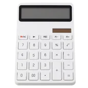 Kalkulatory - Leantoys Kalkulator podwójne zasilanie biały - miniaturka - grafika 1