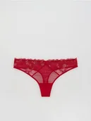 Majtki damskie - Reserved - Majtki stringi z haftem - czerwony - miniaturka - grafika 1