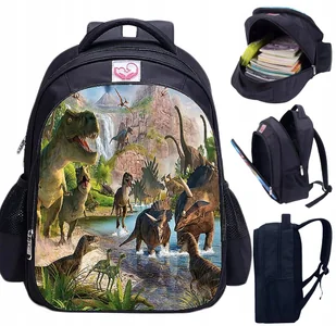 Plecak szkolny dla chłopca, dinozaury, czarny, Magenta - Plecaki szkolne i tornistry - miniaturka - grafika 1