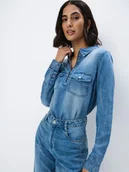 Koszule damskie - Mohito - Jeansowa koszula - niebieski - miniaturka - grafika 1