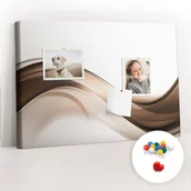 Tablice i flipcharty - Szkolna Tablica korkowa 60x40 cm, Kolorowe Pinezki, wzór Abstrakcja linia - miniaturka - grafika 1