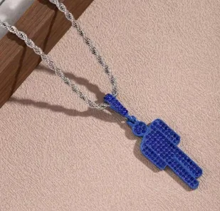 Naszyjnik wisiorek chain Billie Eilish bad guy niebieski prezent - Wisiorki - miniaturka - grafika 1
