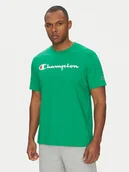 Koszulki męskie - Champion T-Shirt 220256 Zielony Regular Fit - miniaturka - grafika 1
