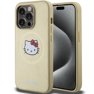 Etui Hello Kitty Leather Kitty Head MagSafe na iPhone 14 Pro - złote - Etui i futerały do telefonów - miniaturka - grafika 1