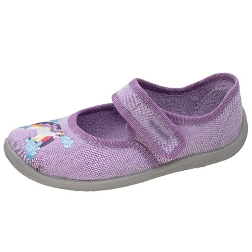 Fischer Markenschuh Wąskie dziewczęce kapcie z rzepem z jednorożcem