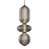 Lampy sufitowe - Szklana lampa industrialna Nico PND-8545-3-AB-SG mosiądz czarna - miniaturka - grafika 1