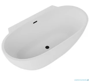 ScandiBath Mandal wanna wolnostojąca/przyścienna z korkiem i przelewem CZARNYM 150x77cm  Q360S-1501OEMBL - Wanny z hydromasażem - miniaturka - grafika 1