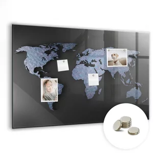 Szklana Tablica Magnetyczna - Mapa świata 3D - 90x60 cm - Tablice i flipcharty - miniaturka - grafika 1